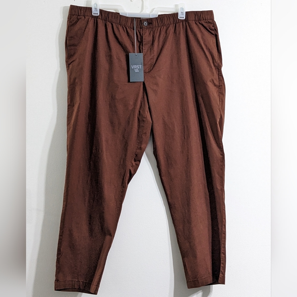 VRST Men's Relaxed Athletic Fit Pull On Easy Pants, Size XXL, Earth Brown, NWT